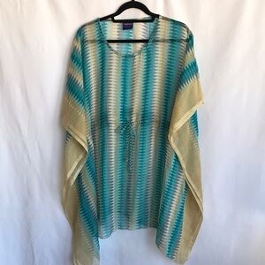 Sunflower pretty teal and tan drawstring coverup